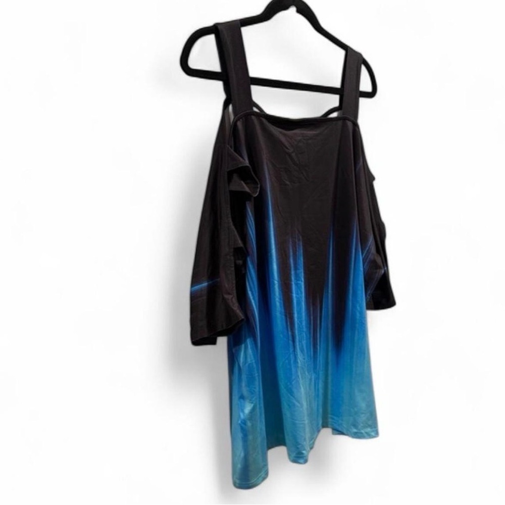 Women's Black and Blue Off-Shoulder Top - Picture 2 of 7